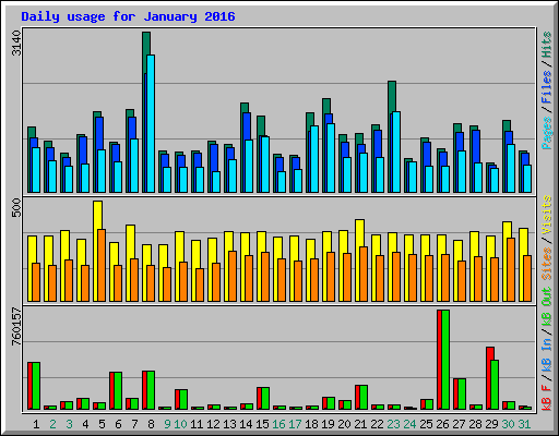 Daily usage for January 2016