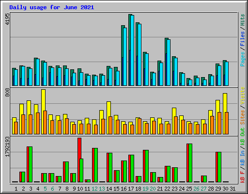 Daily usage for June 2021