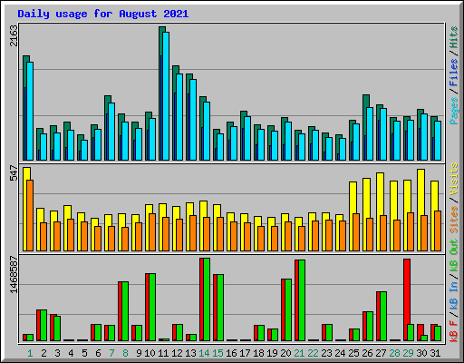 Daily usage for August 2021