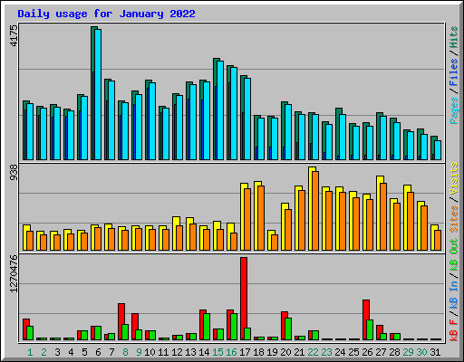 Daily usage for January 2022