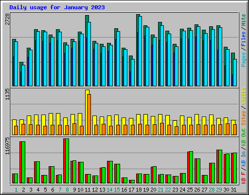 Daily usage for January 2023