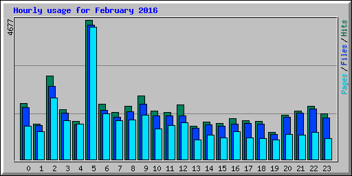 Hourly usage for February 2016