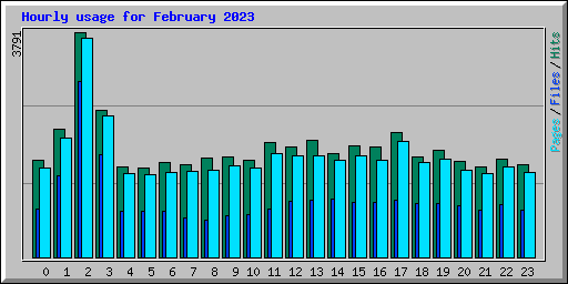 Hourly usage for February 2023